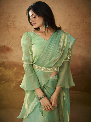 Pista Green Organza Saree images
