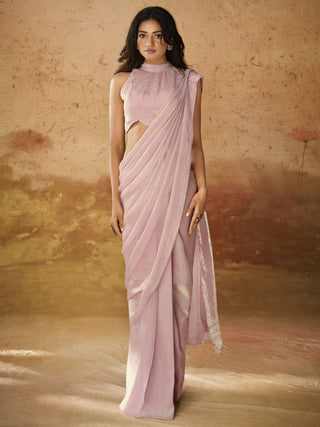 PInk Organza saree for party