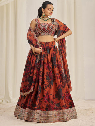 Fancy Orange sequins lehenga choli for women