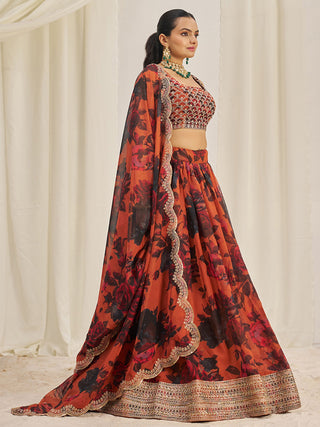 Floral Printed sequins lehenga 