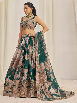 Party Wear Organza Lehenga
