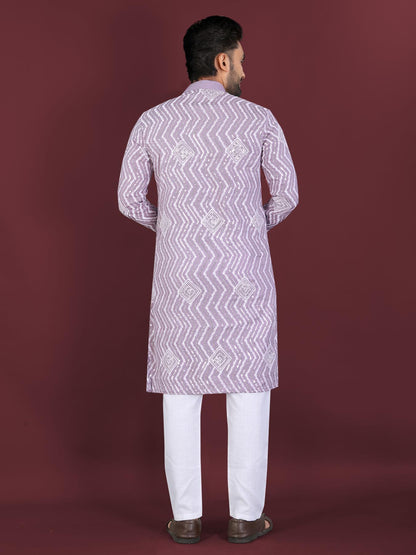Men's Ethnic Lilac Kurta suit showing fit and style for festive wear in Los Angeles