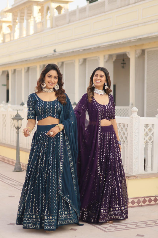 Purple And Rama Lehenga Choli