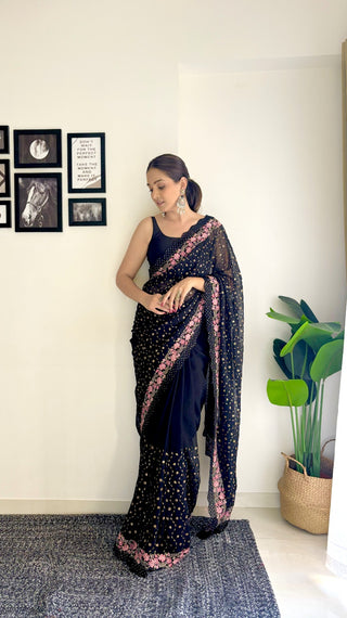 Navy blue saree Party Wear