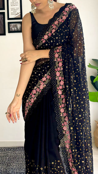 Navy blue beautiful saree for wedding