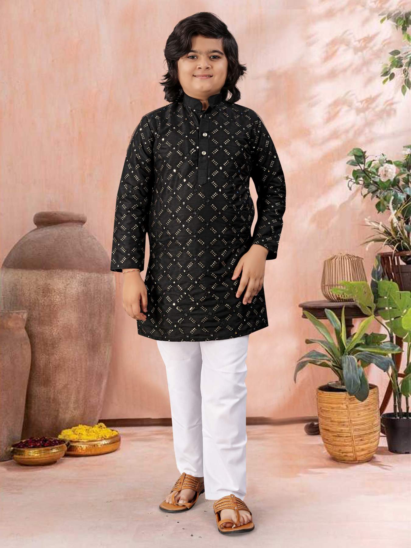 Black color long sleeves kurta price