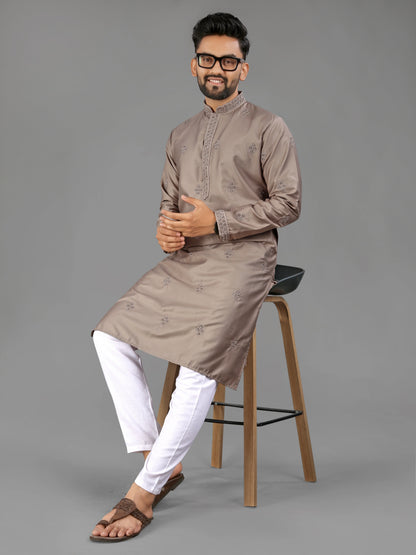 Brown Cotton Mens Kurta Pajama Set for Party