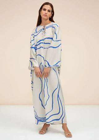 blue Kaftan Dress Party Wear