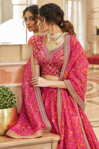 Party Wear Organza Lehenga