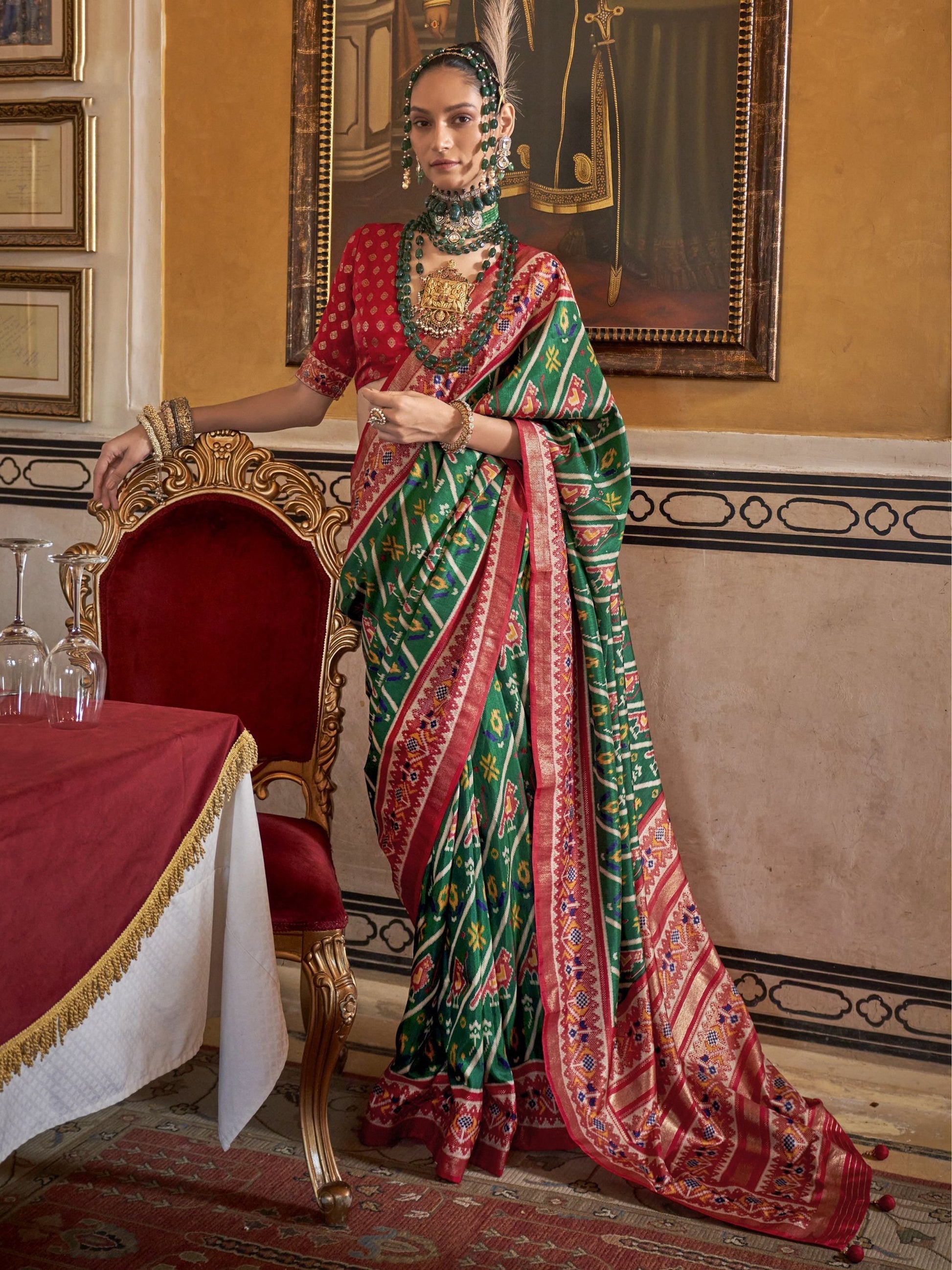 Gujarati Style Saree With Dupatta Traditional Gujarati Patola