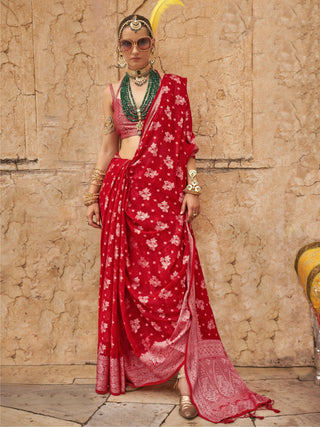 Red Georgette Saree for wedding
