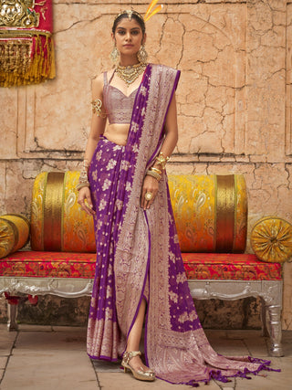 Dark Purple Georgette Saree
