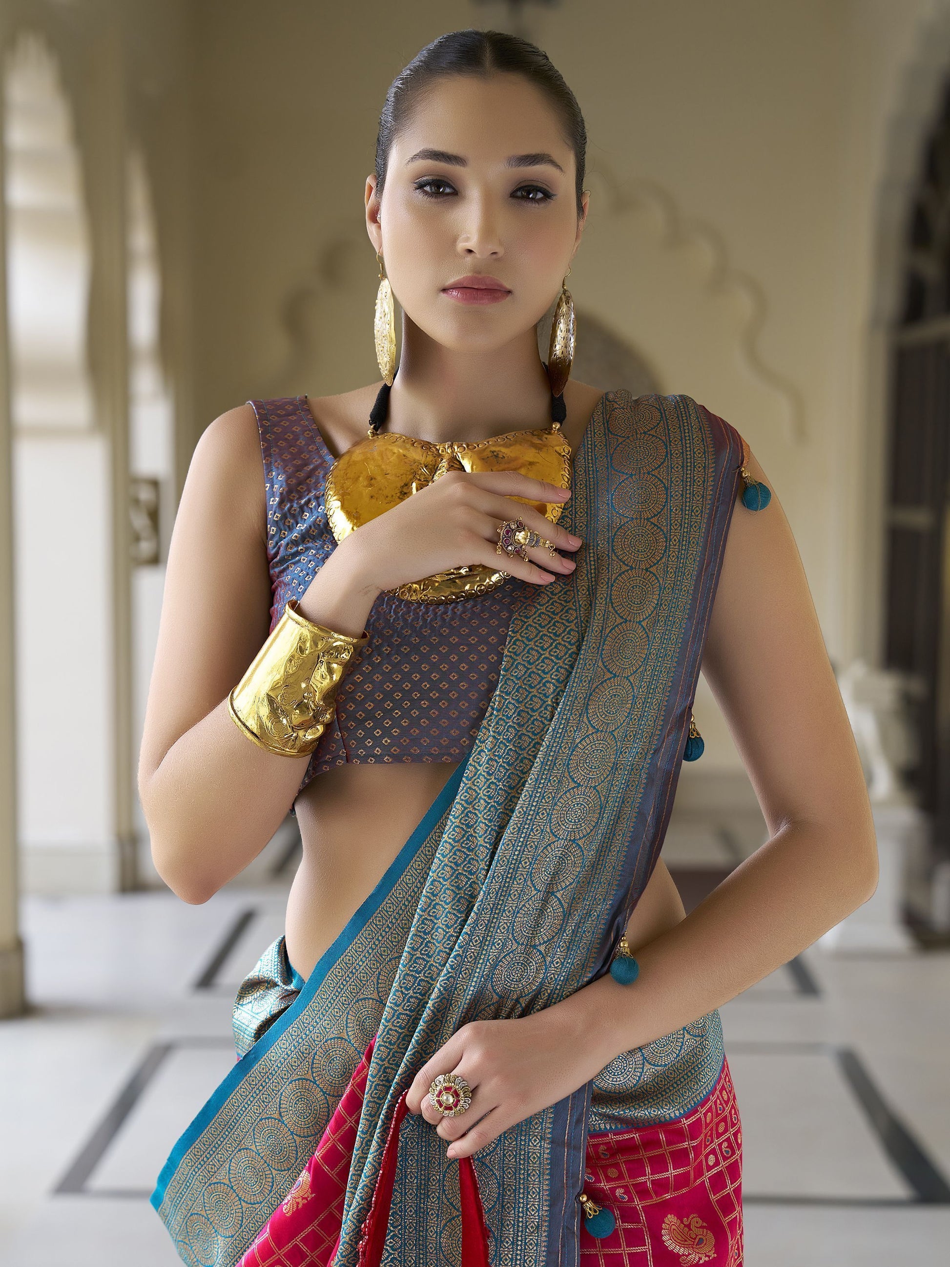 Red Banarasi Silk Saree for Wedding
