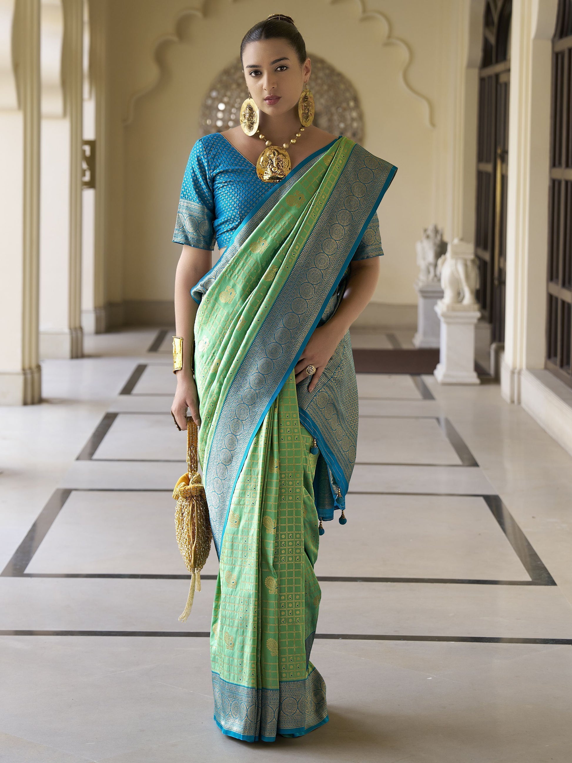 Green Banarasi Saree for Wedding
