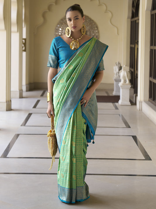 Green Banarasi Saree for Wedding
