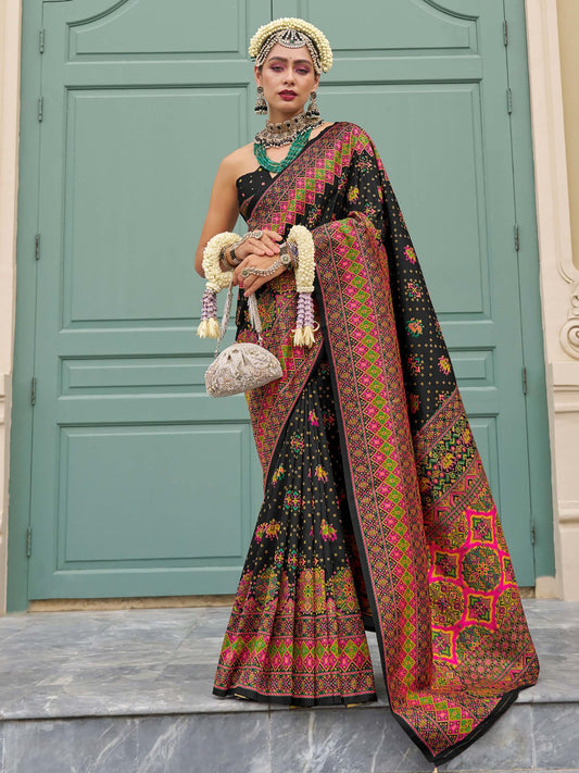 Black color banarasi silk saree for women price
