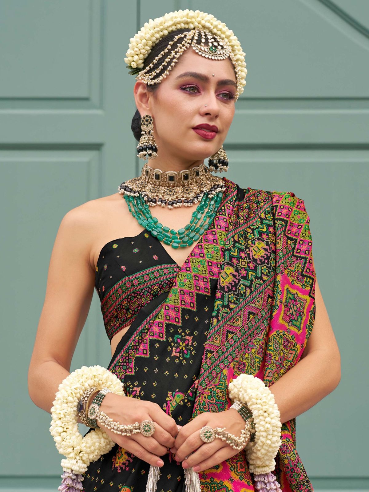 Black color banarasi silk saree online shopping
