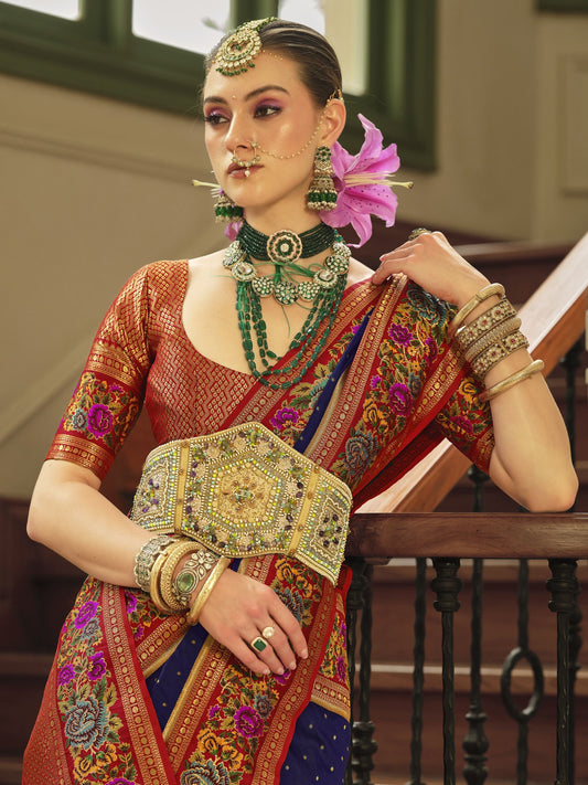 Royal Blue Banarasi Saree for Wedding
