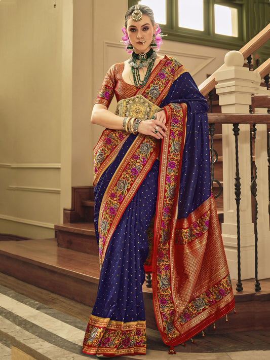 Blue color banarasi silk saree for women price
