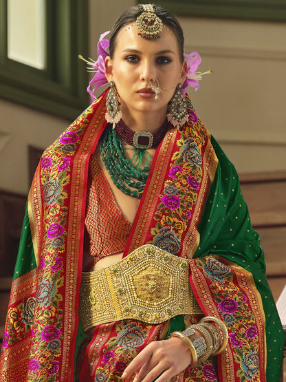 Green Banarasi Saree design 