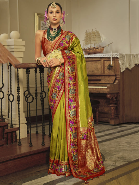 Pista color banarasi silk saree for women price
