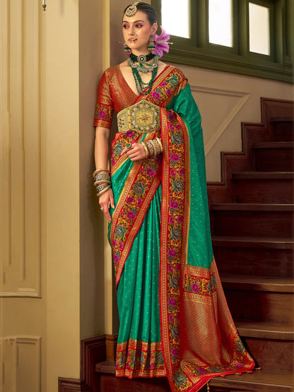 Green Banarasi Saree for Wedding
