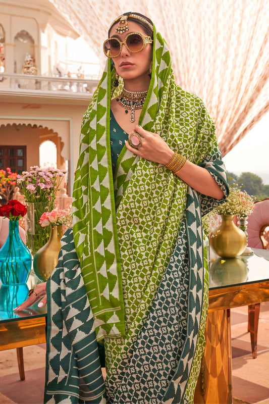 Pista Green color silk saree for wedding
