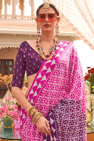 Pink color silk saree for women online shopping
