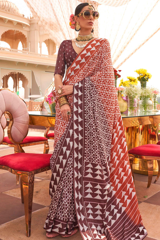 Orange color silk saree for women with price
