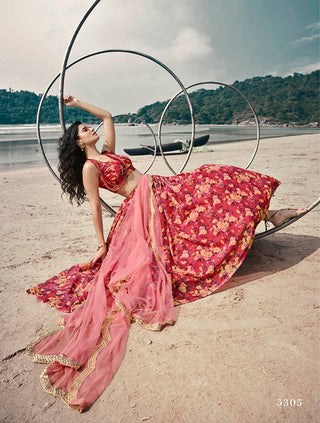 Gajari Red Formal Lehenga Choli