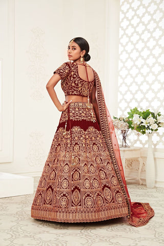 red velvet lehenga design