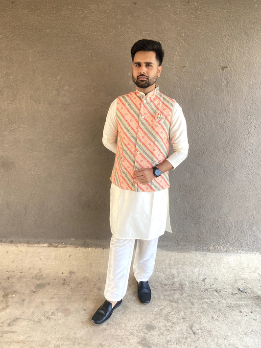 Silk nehru style koti kurta mens
