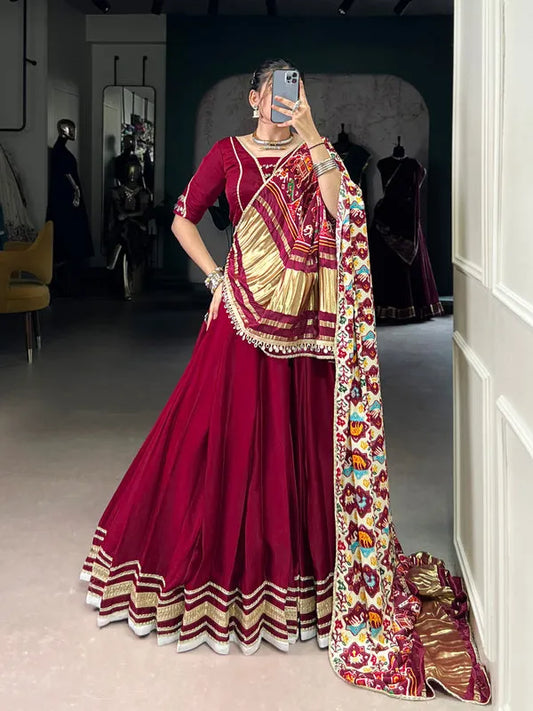 Maroon color silk lehenga choli for navratri price
