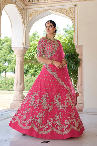 soft net pink lehenga party wear