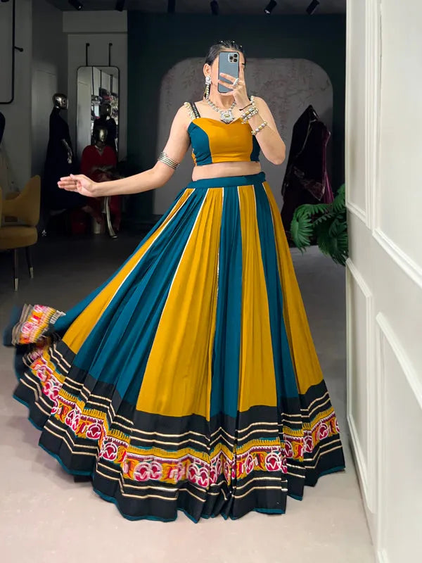 Yellow color rayon lehengas