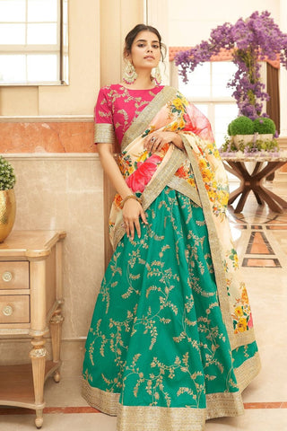  art silk rama colour lehenga party wear