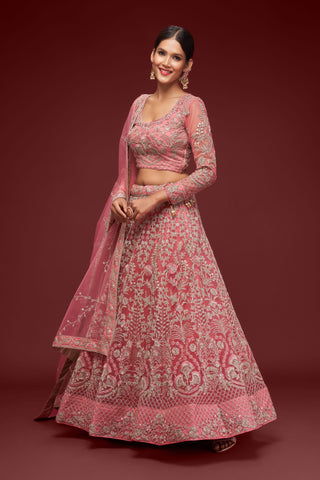 Beautiful Bollywood Style Pink Soft Net Lehenga Choli