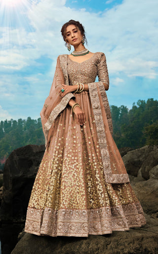 Simple brown lehenga designs