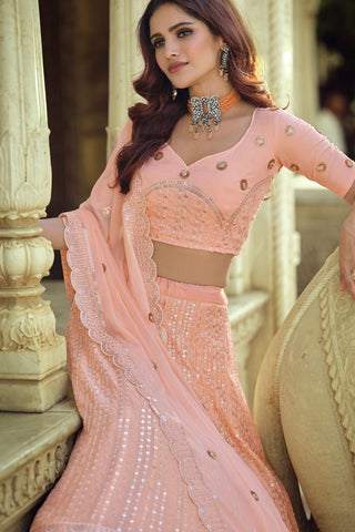 Peach colour Lehenga for Engagement