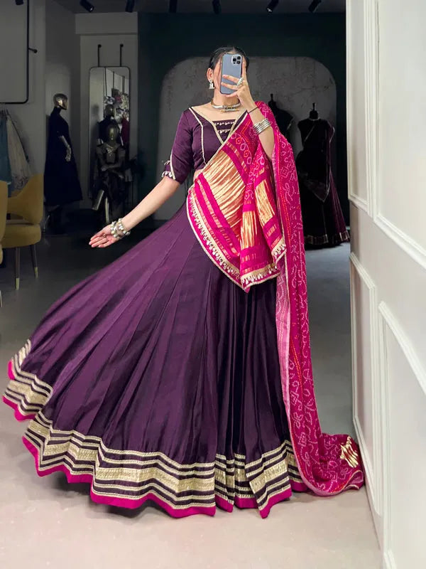 Purple color silk lehenga choli for navratri online
