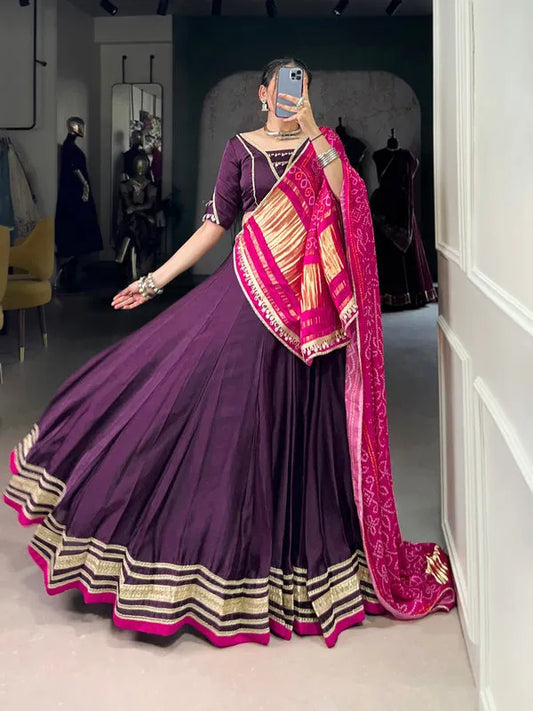 Purple color silk lehenga choli for navratri online
