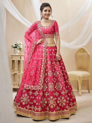 art silk bridal  pink lehenga choli