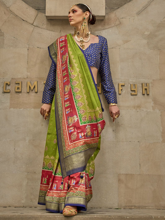Mehendi color poly viscose silk saree for women online
