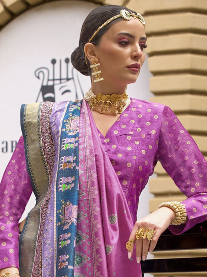 Magenta color poly viscose silk saree online shopping