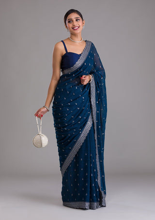 Royal Blue sequin saree