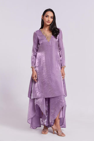 Women pure organza lilac top and Palazzo Set