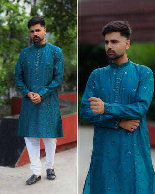 Rama color party wear kurta set online shopping