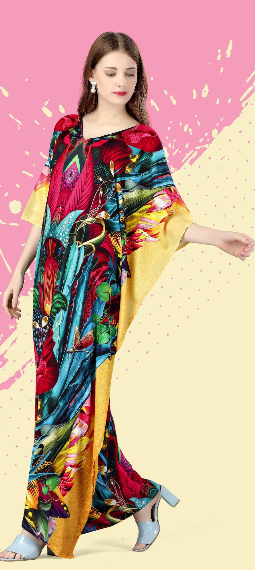 Luxurious Printed Kaftan Elegance Christmas Party Caftan