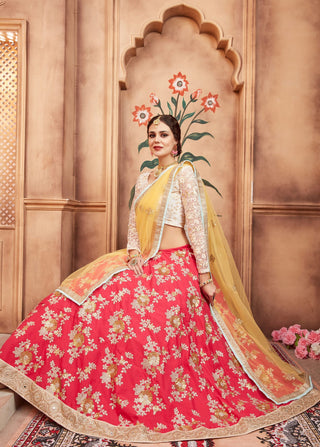 taffeta silk pink lehenga diwali collection