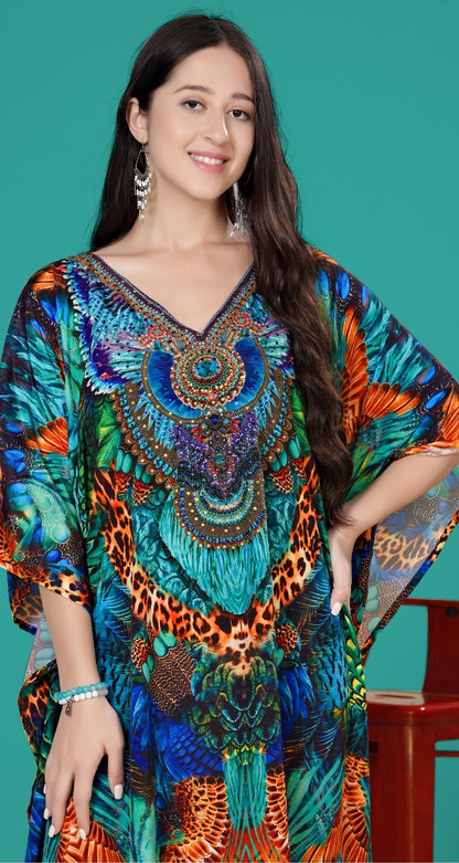 Casual women's loose kaftan maxi dress
